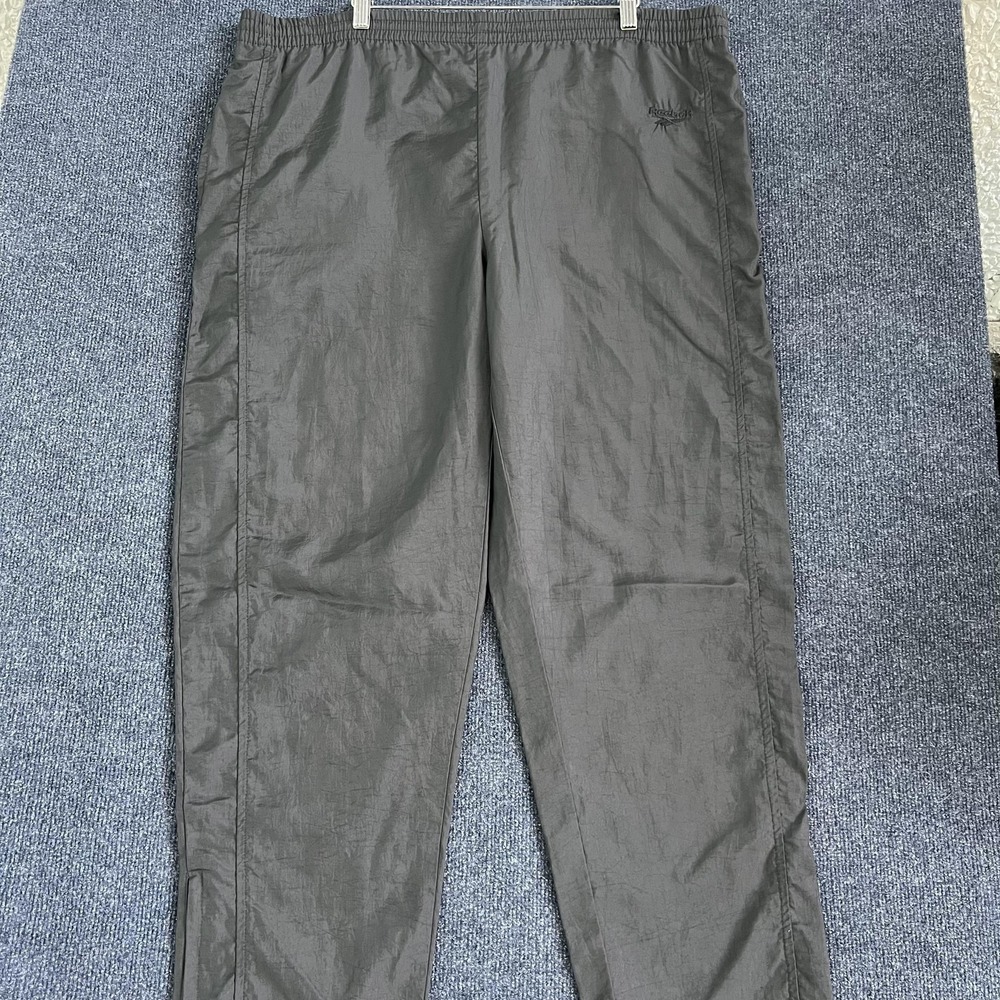 Vintage 90s Reebok Track Pants Mens Large Black Zip Ankle Elastic Waist Pockets